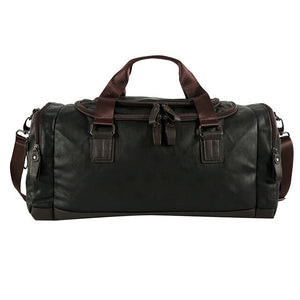 Open image in slideshow, Waterproof Travel Bag Men&#39;s Black Handbag PU Leather Large Capacity Travel Duffle Multifunction Tote Casual Crossbody Bags
